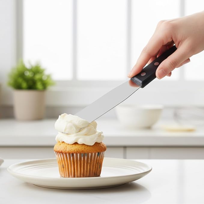 2 Offset Spatula and 3 Icing Smoother Scrapers Set Thickened Frosting Knife Stainless Steel Cake Decorating Kit Baking Accessories
