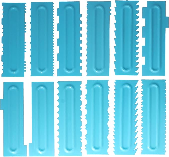 EVGATSAUTO 12-Piece Cake Decorating Comb Set, DIY Fondant Scraper Tool for Baking, Cake Pattern Modeling Kit for Home Kitchen Bakery