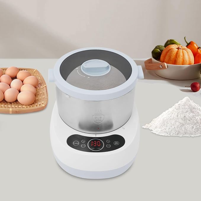 Electric Dough Maker with Ferment Function, Commercial & Home Dough Kneading Machine 5L/169oz Stainless Steel Mixer With Auto Timer & Touch Control for Bakeries, Restaurants, Home Kitchens (Blue)