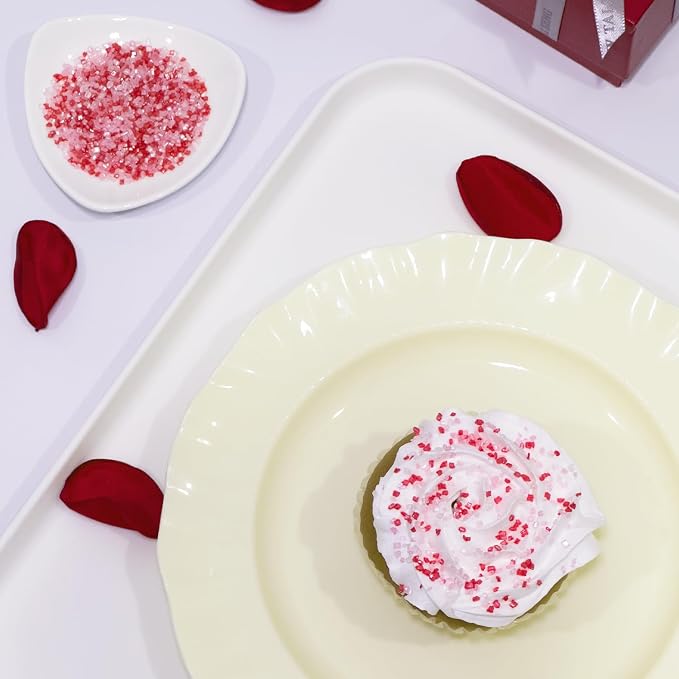 Valentines Sprinkles for Cake Decorating, 5oz Red Pink Sanding Sugar for Baking Cupcake Topper Chocolate Cookies Decoration, Edible Sugar Crystals Sprinkles for Valentine Wedding Girls Party Dessert Food Supplies