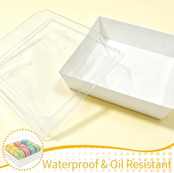 Nexboraque 100 Pack Small Charcuterie Boxes with Clear Lids, 5 Inch White Disposable Paper Bakery Dessert Sandwich Box Mini to Go Food Containers for Cookie, Sushi, Cake Slice, Muffins