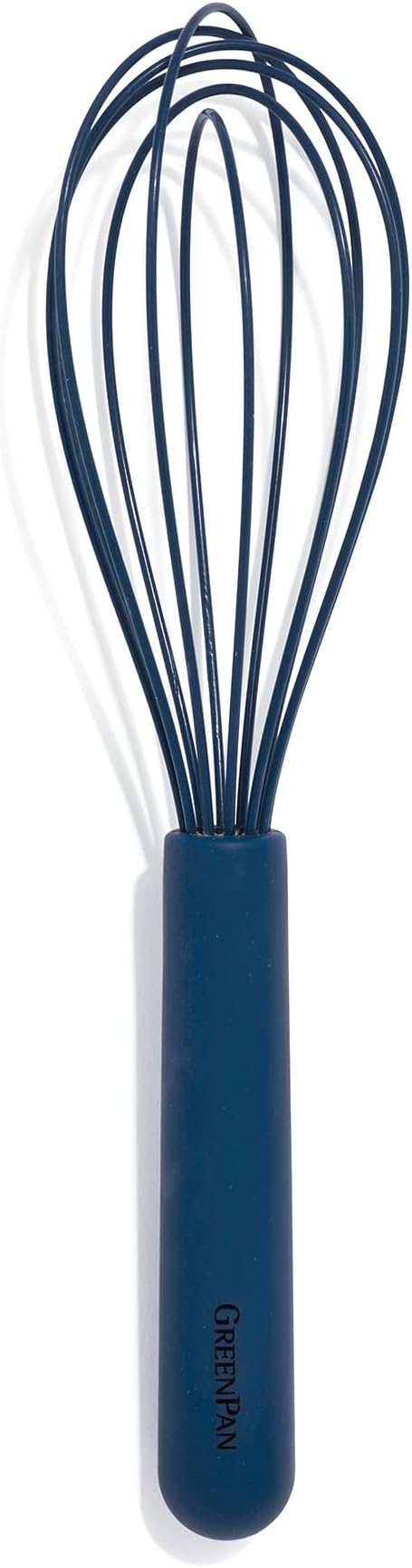 GreenPan Silicone Whisk, Mixing Blending Beating Stirring Cooking Kitchen Utensil, Flexible Rubber Nonstick Cookware, Rigid Steel Core, Heat-Resistant, Anti-Slip Handle, BPA-Free Dishwasher Safe, Blue