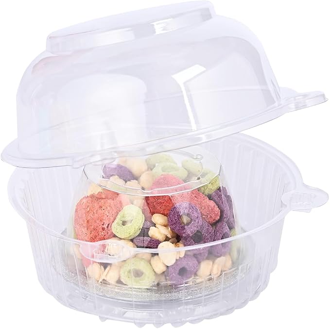 100 piece Jumbo Muffin Containers，extra large Transparent single Cupcake Containers, muffin container for home,clear plastic muffin containers (External size 4.3× 3.5 inches, 100 piece)
