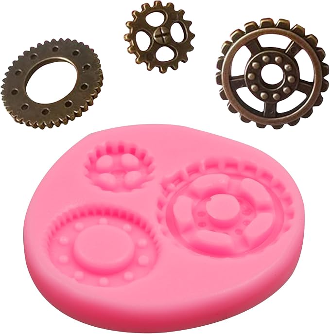 Hand Tools Silicone Mold 4 Pcs, Construction Tools Fondant Molds Gears Screw Nut Candy Molds for Chocolate Cake Decoration Cupcake Topper Cake Polymer Clay Crafts Epoxy Resin
