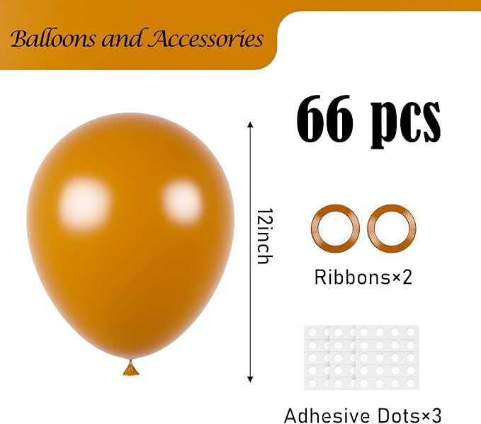 Voircoloria Burnt Orange Balloons, 66pack 12inch Retro Orange Latex Party Balloons for Wedding, Birthday, Graduation, Bridal Shower, Baby Shower, Gender Reveal, Anniversary Party Decorations