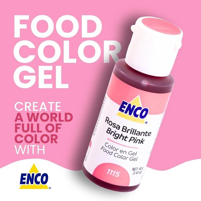 ENCO Food Coloring Gel Bright Pink 1.41 oz (40g) Concentrated, Vegan