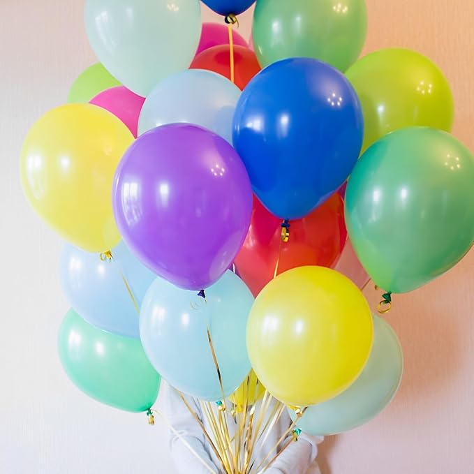 Voircoloria 120pcs Colorful Balloons 12inch Rainbow Latex Balloons for Boys Girls Birthday Baby Shower Gender Reveal Wedding Decorations