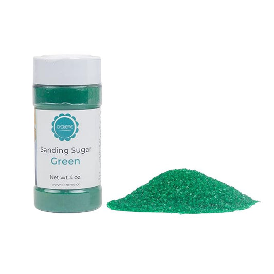 O’Creme Sanding Sugar for Cookie Decorating – Eye-Catching Green Crystals for Unique Cake Toppings – Extra Sugar for Cake Toppings, Cupcakes and Cookies – Ideal Decoration Solution - 4 Ounce, Green