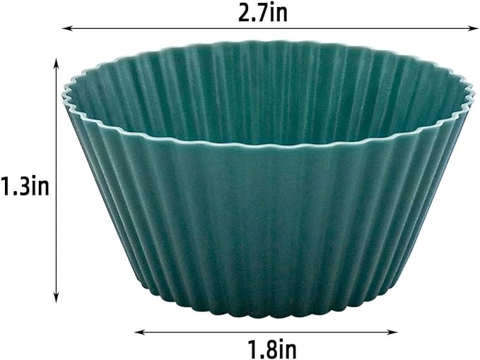 24 Pack Silicone Baking Cups Reusable Muffin Liners Non-Stick Cup Cake Molds Set Cupcake Silicone Liner Standard Size Silicone Cupcake Holder Silicon Cups for Baking Bpa Free (4 Colors)