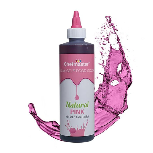 Chefmaster Pink Natural Food Coloring | Plant-Based Dye for Icing, Fondant, Mousse, Pudding | Decorating Non-Bake Desserts | Easy-to-Use | Manufactured in the USA | 10.5 oz