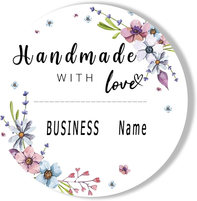 120-500 pcs Custom Homemade with Love, Handmade with Love Sticker Tags Personalized Text Labels