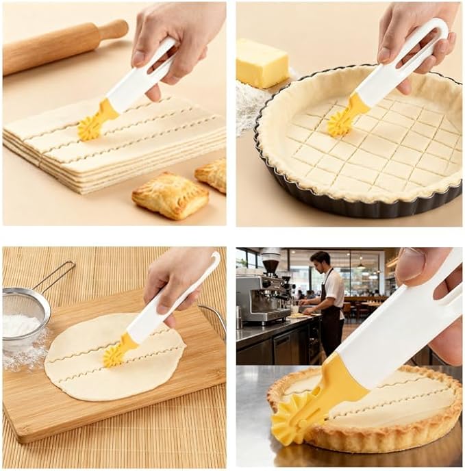 2 pcs Italian Pasta Cutter with 8 Replaceable Roller Cutters, White and Yellow, Professional Pastry Dough Tool for Baking