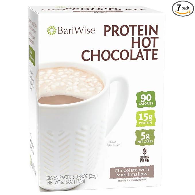 BariWise Protein Hot Chocolate with Marshmallows, Hot Cocoa, Low Sugar, Low Carb, Keto Friendly & Gluten Free (7ct)