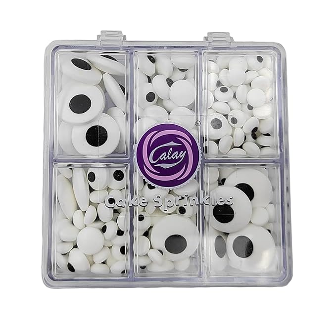 1 Bottle Candy Eyeballs Edible Eyes for Decorating Halloween Sprinkles Baking Cake Decorations Ice Cream Cookies Cupcake Toppers (Three Size Candy Eyes)