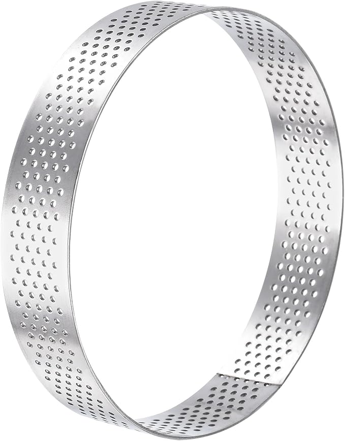 uxcell Stainless Steel Small Cake Rings, Perforated Cake Mousse Ring Kitchen Baking Heat-Resistant 3.9" Diameter, 0.8" Height,for Cake Dessert Biscuit Chocolate, Silver