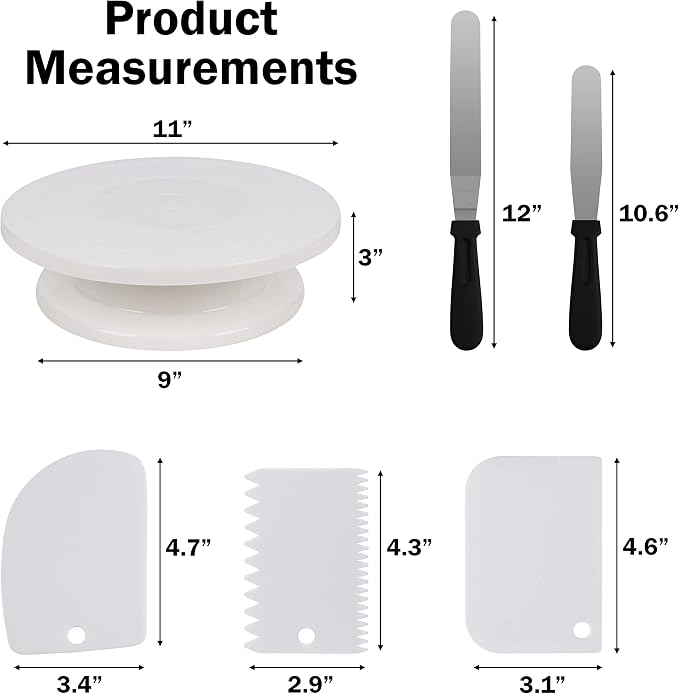 11 Inch Rotating Cake Stand/Turntable with 2 Icing Spatula and 3 Icing Smoother, Revolving Cake Stand Decorating Supplies/Baking Supplies/Baking Kit