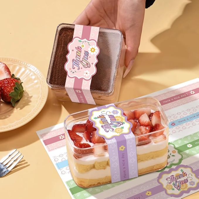 9.8 Inch Long Thank You Stickers 120 Pcs Huge Have A Nice Day Self-Adhesive Sealing Baking Labels Handmade Food Tamper-Proof Bakery Sticker for Baked Goods Packaging (Thank You)