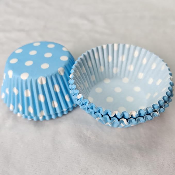 Baby Blue Polka Dot Birthday Paper Muffin Cupcake Liners case Baking Cups 100 pcs,Standard Size 2x1.25inch