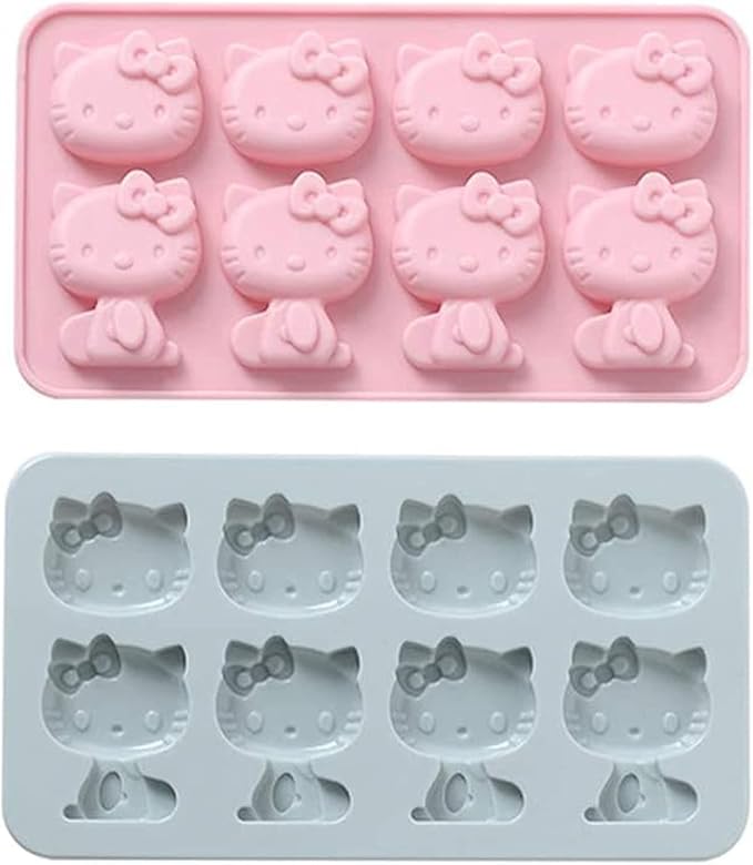 INKU Hello Kitty Silicone Molds 2Packs Fondant hello kitty mold Cake Mold,Ice Mold,Chocolate tray for Sugarcraft, Birthday Cake Decoration