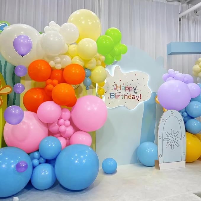 MEBAY Colorful Rainbow Balloon Arch Kit, 166Pcs Multicolor Birthday Bright Balloons Garland for Birthday Baby Shower Wedding Party Decorations