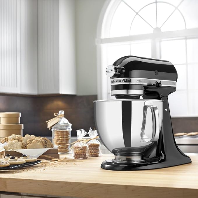 KitchenAid Artisan Series 5 Quart Tilt Head Stand Mixer with Pouring Shield KSM150PS, Onyx Black Bundle with Deco Essentials Exclusive CPS 1 Year Extended Protection Pack