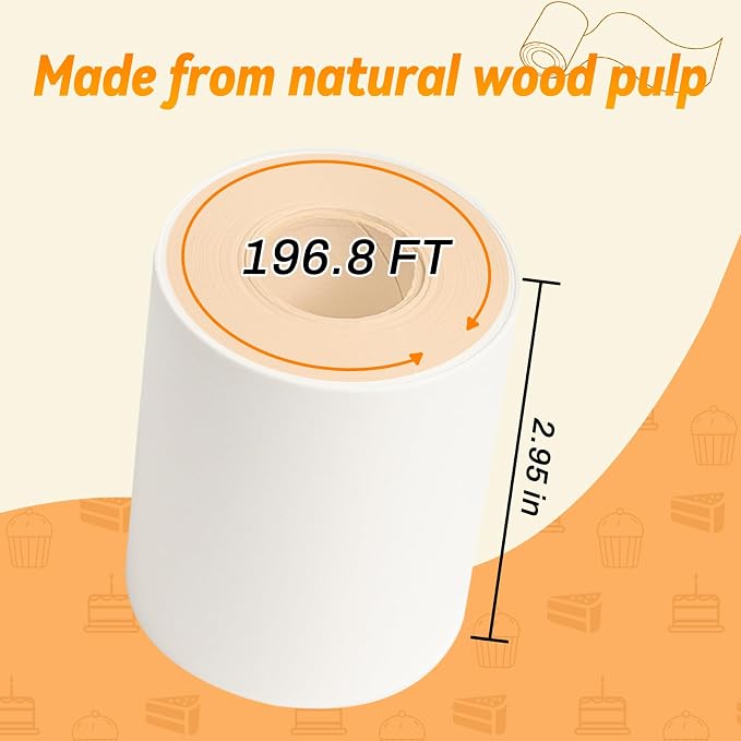 Baking Parchment Paper Side Liners 2.95 in*196.8 ft Cake Pan Side Liner for Round Cake Pans Roll Parchment Paper Strips for Bakeware Sheet Tray,Oven & Microwave Safe (2.95 in*196.8 ft)