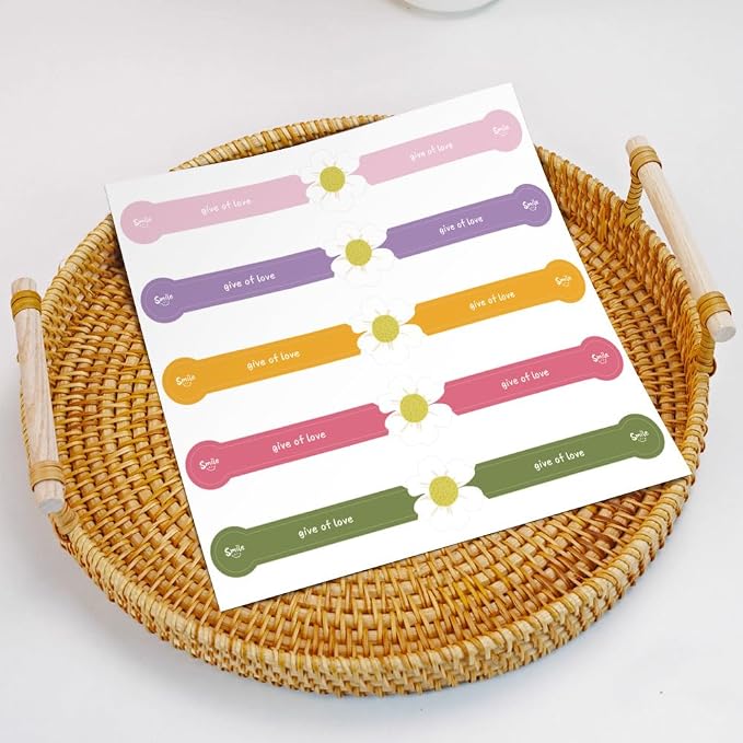 7.3 inch Long Sealing Stickers for Small Business 150 Pcs Cute Flower Shaped Give of Love Self-Adhesive Baking Labels Handmade Food Tamper-Proof Bakery Sticker for Baked Goods Packaging