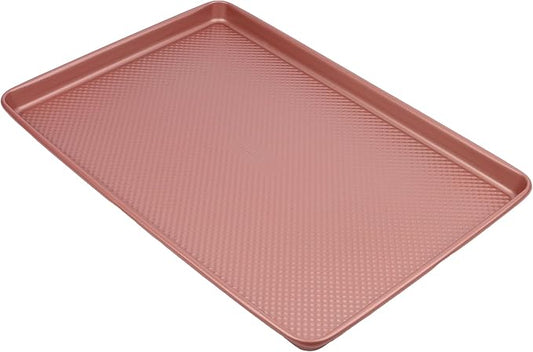 David Burke 17x11 Cookie Sheet – Carbon Steel, PFTE & PFOA Free, Oven Safe, Non-Toxic, Perfect for Baking and Roasting – Rose Gold