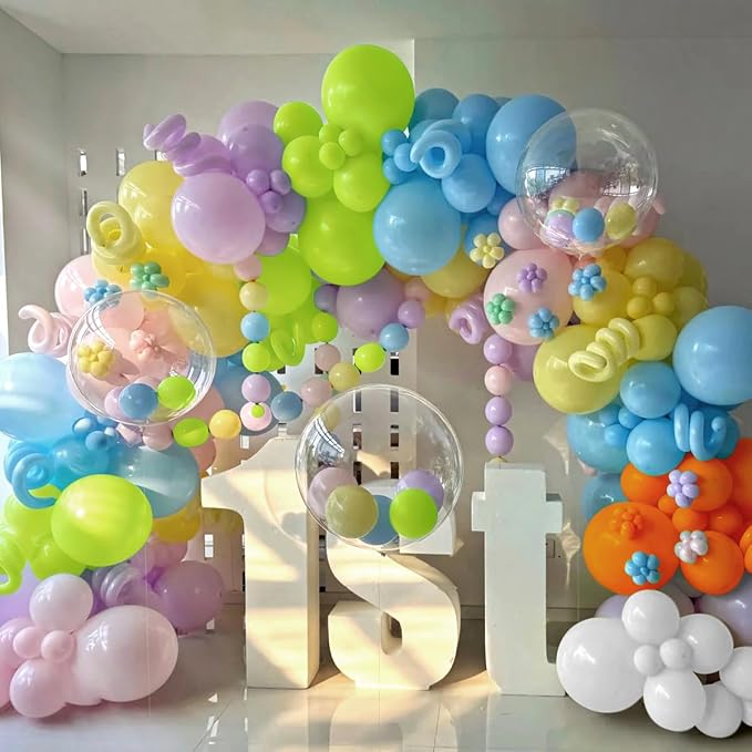MEBAY Colorful Rainbow Balloon Arch Kit, 166Pcs Multicolor Birthday Bright Balloons Garland for Birthday Baby Shower Wedding Party Decorations