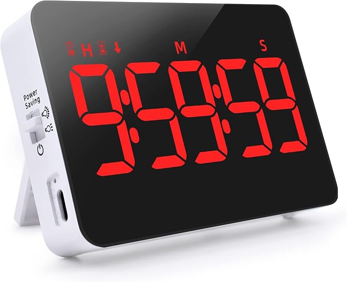 PERSUPER Digital Timer Kitchen Timer Count Down Up Rechargeable Kitchen Gadgets Vibration Mode Adjustable Volume and Brightness LED Display Time Management for Cook, Desk, Kids Adults Study Teaching