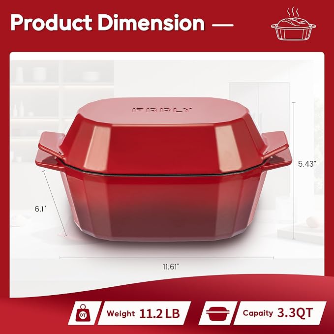 Enameled Cast Iron Dutch Oven for Bread Baking – 3QT Oval Round Heavy Duty Bread Pan with Lid, Non-Stick Ceramic Coating,Loaf Cast Iron Bread Oven for Sourdough, Baking, Roasting, Braising, Stovetop & Oven Safe