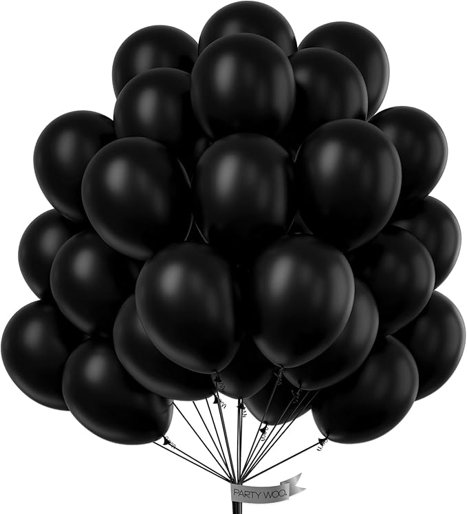 PartyWoo Black Balloons 100 pcs 12 Inch Latex Helium Matte Black Balloons for Baby Shower Birthday Graduation Casino Gaming Anniversary Retirement Pirate Race Car Theme Party Decorations Black-Y18