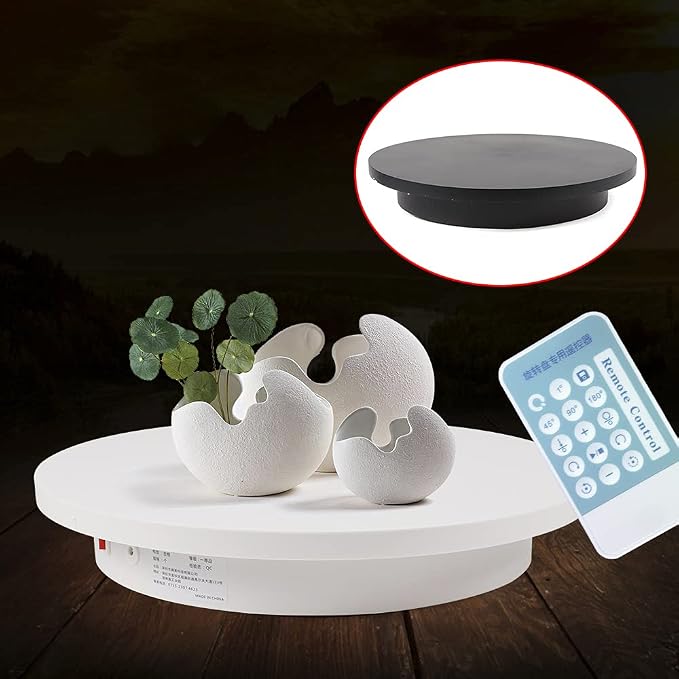Rotating Display Stand, 16.5''/220lb Photography Turntable Motorized Turntable with Remote speed control for 360 Degree Image, Video, Model, Cake (White)