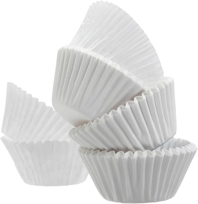 Regency Wraps Baking Cups, Greaseproof Cupcake Muffin Liners, Non-Stick for Easy Removal and Easy Serving of Baked Treats, Pack of 72, Mini Size, White