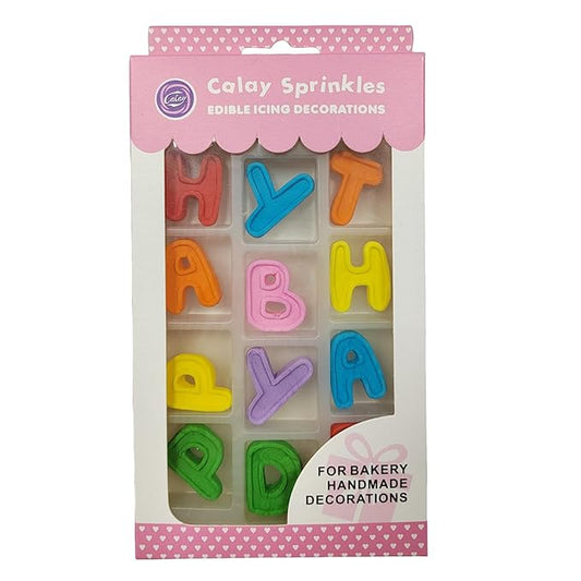Edible Candy Happy Birthday Letters Cake Decorations Dessert Sugar Sprinkles Party Cookie DIY Cake Cupcake Topper Icing Frosting Decoration Holiday Supplies (Only Contain Happy Birthday Alphabet)