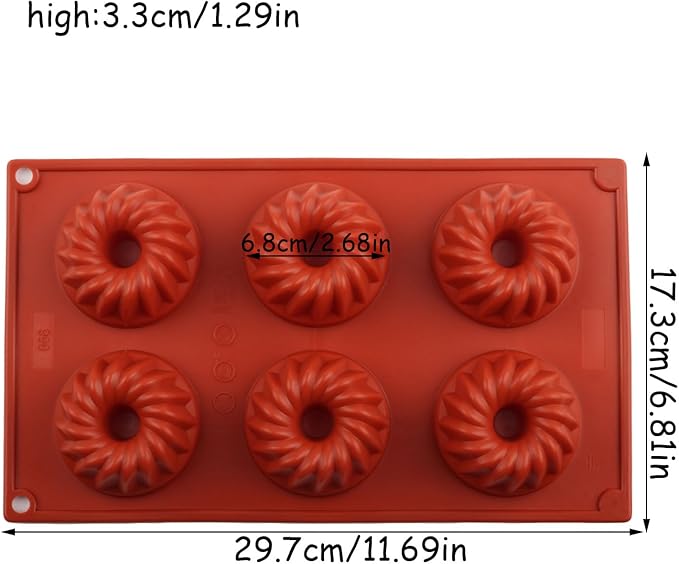6 Cavity Fluted Cake Pan Silicone Chocolate Molds For Candy Chocolate Baking Cupcakes Donuts