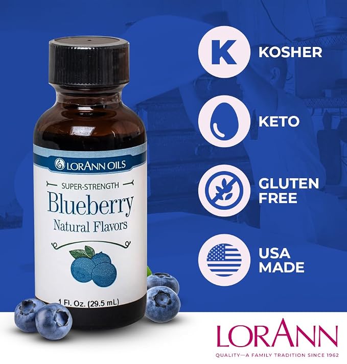 LorAnn Oils Super Strength Flavoring - Used For Candy Making, Flavoring Extracts, Baking, Hard Candy, and Flavor Oils - Bold, Natural Flavors 4X Stronger Than Extracts - Blueberry, 1 fl oz