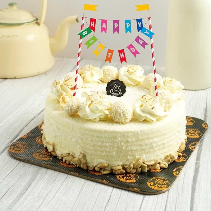 Multicolor Rainbow Birthday Bunting Paper Cake Topper - 3.5", Eye-Catching & Unique Design - Perfect Party Cake Decoration - Pack Of 1