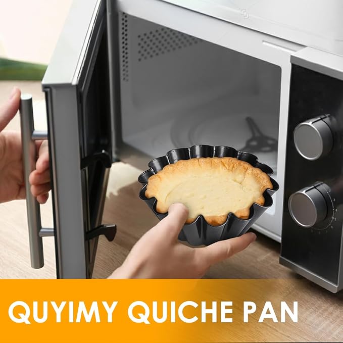 6 Pack Mini Pie Pans, 6.1 Inch Mini Pie Tins Heavy Duty Deep Quiche Pan, Carbon Steel Mini Tart Pan Nonstick Reusable Pie Pans Fluted Side with Oil Brush&Silicone Scrubber