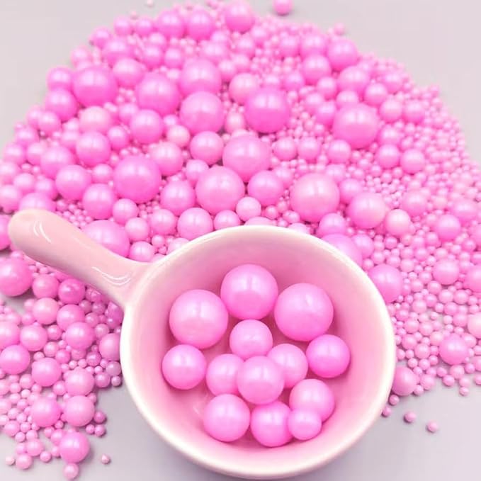 Edible Pearl Sugar Sprinkles Pink Candy Mixing Size Baking Edible Cake Decorations Cupcake Toppers Cookie Decorating Celebrations Wedding Valentines Easter Halloween Christmas Supplies 120g/ 4.23oz