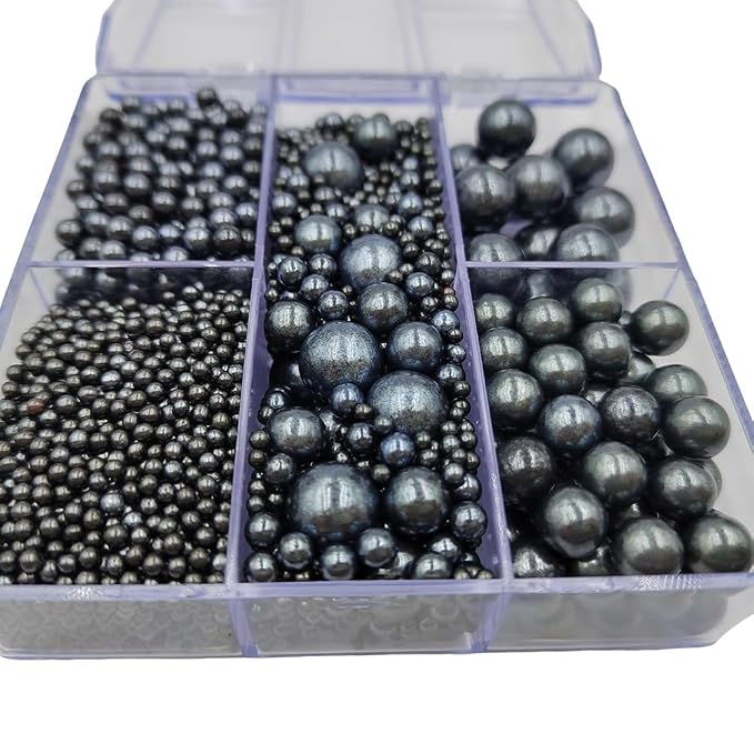 Black Pearl Sprinkles for Baking, 4 Sizes Mix Size, Edible Pearls for Cupcake Topper, Ice Cream, Cookie, Donuts, Cake Decorating (2mm, 4mm, 7mm, 10mm)