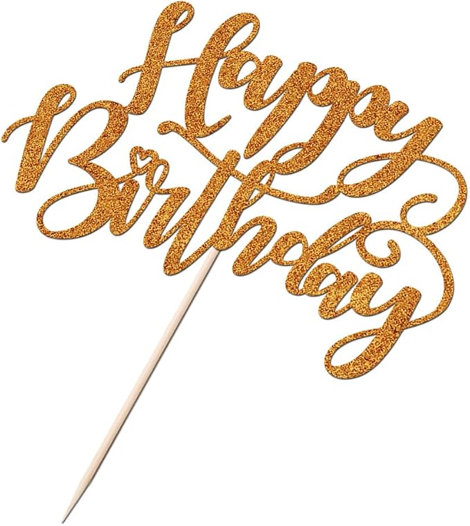 Handmade Glitter Happy Birthday Cake Topper,Birthday Party Cake Decorations, Anniversary/Birthday Party Decoration Supplies (Orange)