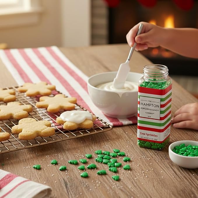 Green Tree Candy Sprinkles 4.4 oz, Christmas Sprinkles For Cake Decorating, Baking, Ice Cream & More, The Hampton Candy Company