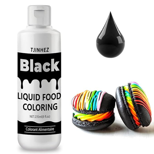 Food Coloring Liquid - Vibrant Concentrated Edible Food Dye for Baking, Cake Decorating & Icing - Tasteless Food Dye for Fondant, Easter Eggs, Macarons, Slime Coloring & DIY Crafts (Black, 8 Fl.oz)
