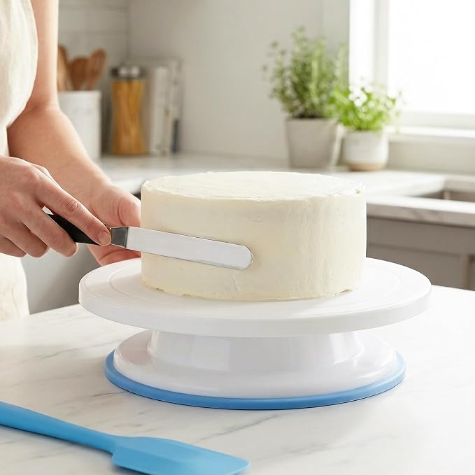 4 Pack 11 Inch Rotating Cake Turntable for Decorating, Smooth Cake Revolving Spinner Stand, Cake Stand for Baking Decorating Display