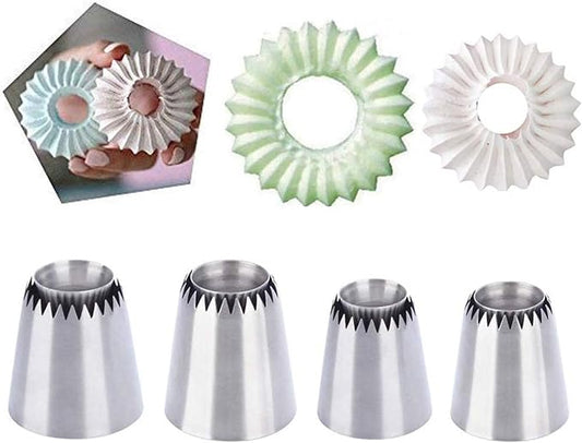 RoseFlower 4 PCS Large Piping Tips Set - Grade Stainless Steel Big Piping Nozzles Kit for Pastry Cupcakes Cakes Cookies Decorating Supplies Baking Set #1