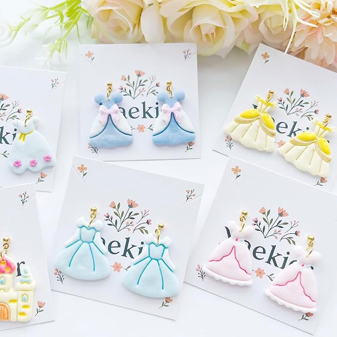 11-Piece Princess Theme Clay Cutters Set - Dress, Crown, Castle & Shoe Shapes for DIY Modeling, Polymer Clay Art, Earring & Craft Making, Creative Hobbyist Tools