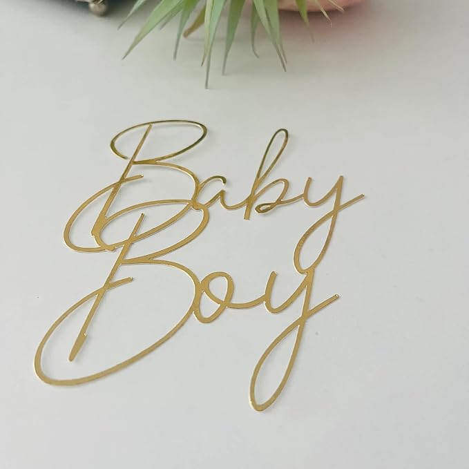 Gold Acrylic Baby Boy Cake Topper,Baby Shower/Newborn Gender Reveal Party Decorations,Welcome Baby Patry Supplies,Boy's Theme Party Cake Decor