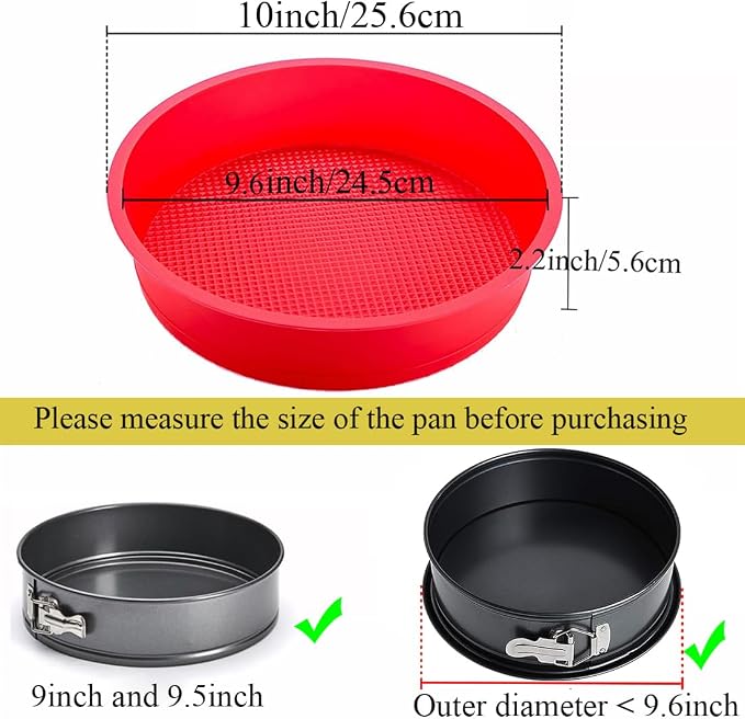 Springform Pan Protector for 9 inch, 9.5 inch Round Springform Pan Silicone Cheesecake Water Bath Sleeve Waterproof Cheesecake Baking Accessories