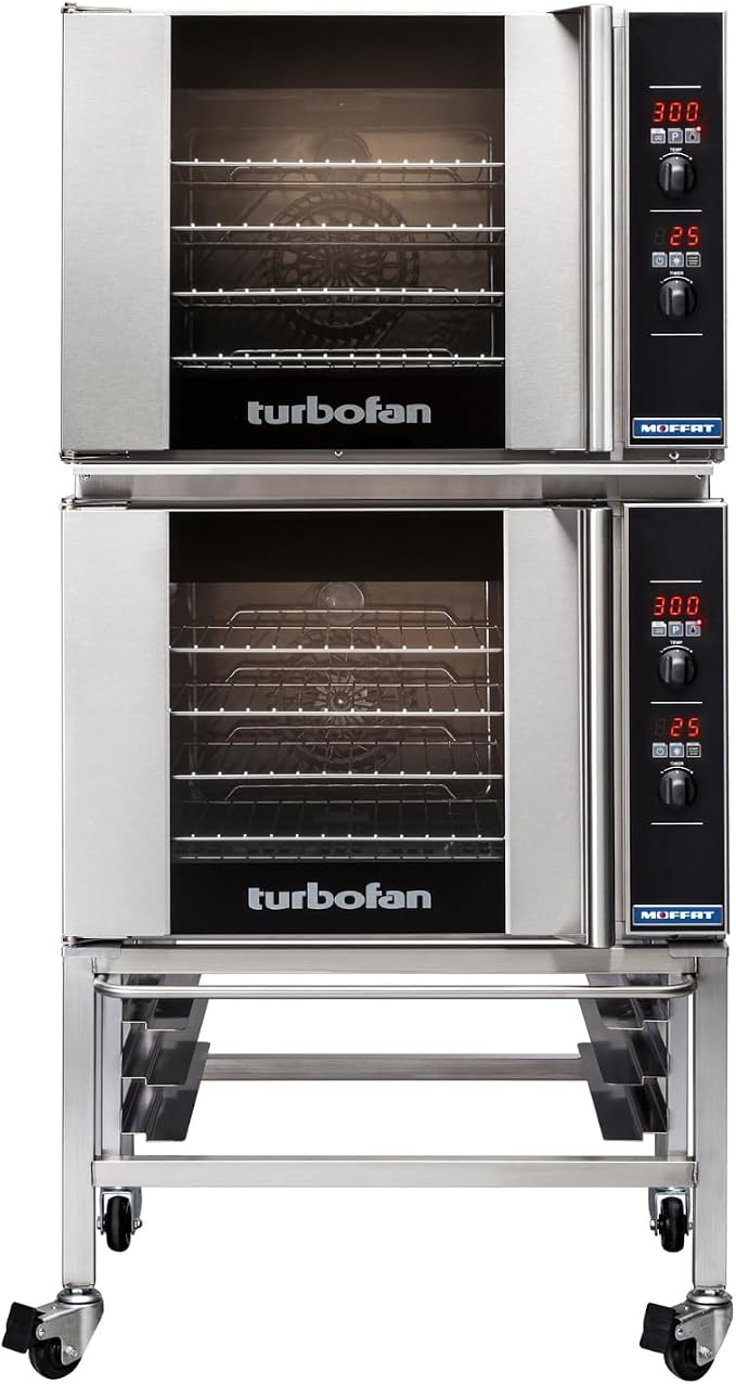 Moffat Turbofan E31D4 Full Size Countertop Electric Convection Oven w/Stand, Double Stack w/Casters, Digital Control, 208v/50/60/1ph